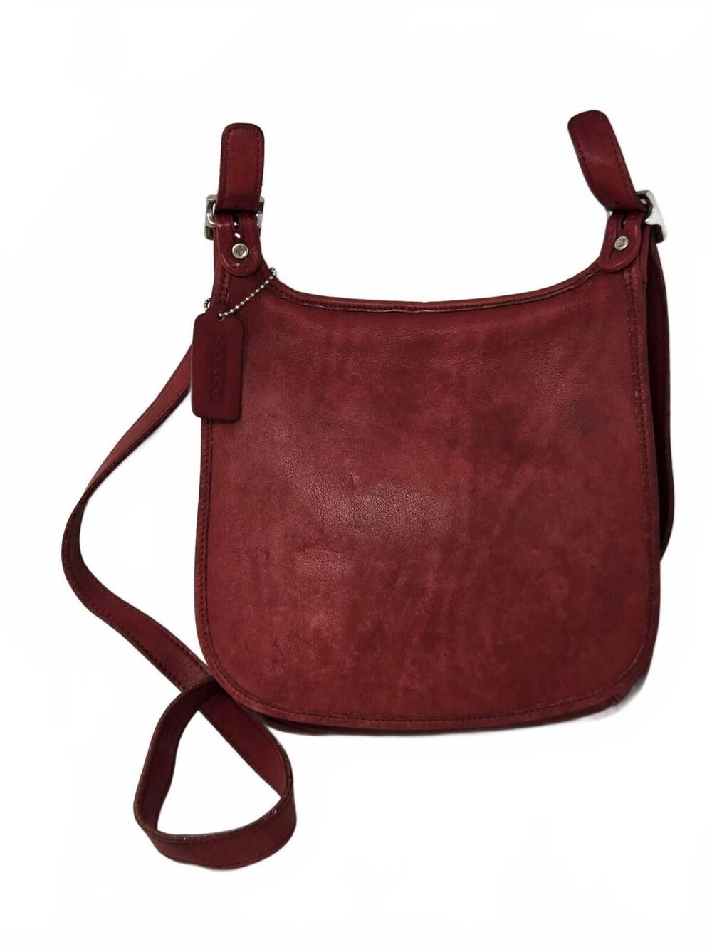 Vintage Coach Slim crossbody saddle bag Red Leather Style # 9135 GUC